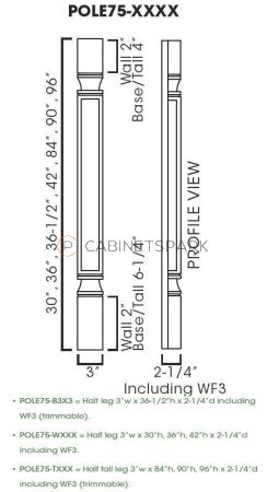 Forevermark AX-POLE75-T384 Trimmable Half Tall Decor Leg Including WF3 | Xterra Blue Shaker