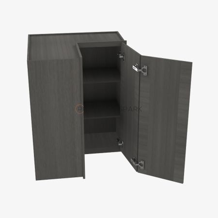 Forevermark AG-WSQ2436 Easy Reach Wall Corner Cabinet | Greystone Shaker