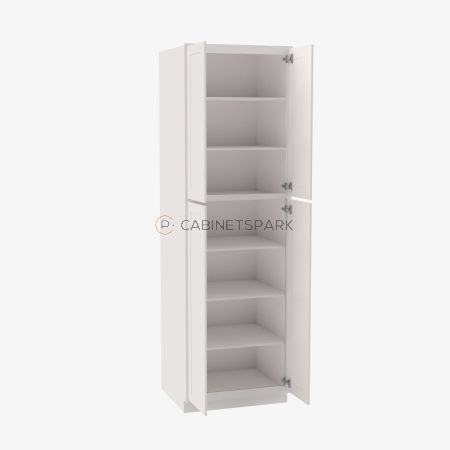 Forevermark AW-WP2496B Tall Wall Pantry Double Door Cabinet | Ice White Shaker