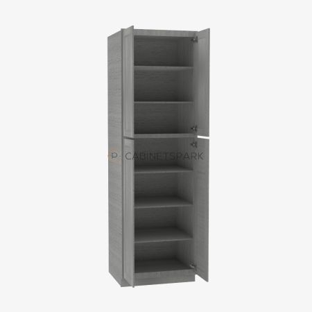 Forevermark TG-WP2496B Tall Wall Pantry Double Door Cabinet | Midtown Grey