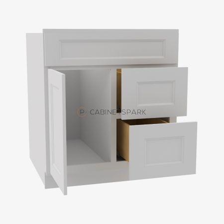 Forevermark TW-S3021DR-34-1/2" Combo Vanity with Right Drawer | Uptown White