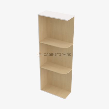 Forevermark VW-WES530 Wall End Shelf with Open Shelves | Vista White Shaker