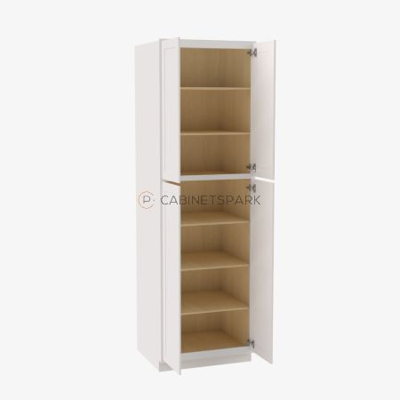 Forevermark VW-WP2490B Tall Wall Pantry Double Door Cabinet | Vista White Shaker