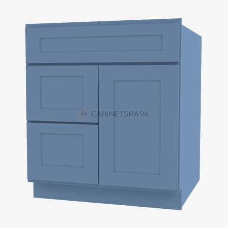 Forevermark AX-S3621BDL-34-1/2" Sink Base Combo Vanity with Left Drawer | Xterra Blue Shaker