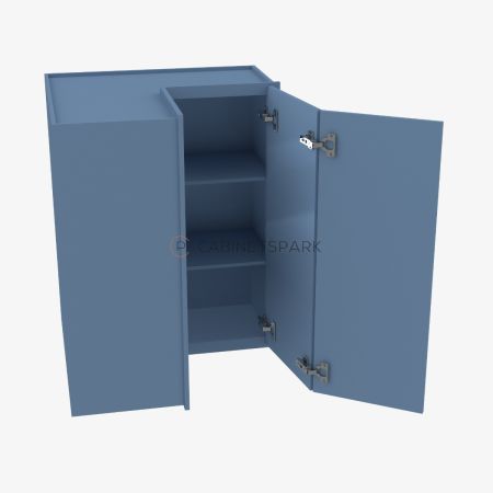 Forevermark AX-WSQ2436 Easy Reach Wall Corner Cabinet | Xterra Blue Shaker