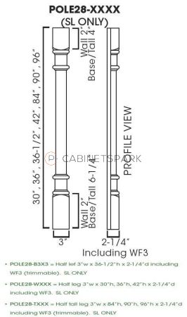 Forevermark SL-POLE28-T396 Trimmable Half Tall Decor Leg including WF3 | Signature Pearl